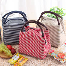 Stripes Lunch Bag For Women Isothermal Bag Packaged Food Thermal Bags Thermo Pouch Kids Lunch Bag Refrigerator Bag 2024 - buy cheap