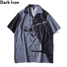 Camisa do havaí com ícone escuro, camisa masculina de verão leve com material legal para homens 2024 - compre barato