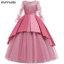 Новое кружевное платье принцессы Детское платье с цветочной вышивкой для девочек, винтажные Детские платья для свадебной вечеринки, классическое бальное платье, 14 лет 2024 - купить недорого