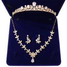 Luxo cristal pérola folha conjuntos de jóias de noiva colar brincos conjunto para a noiva africano contas conjuntos de jóias strass coroa tiaras 2024 - compre barato