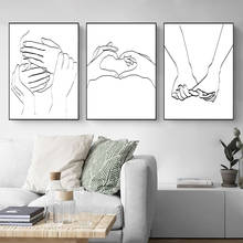 Pinturas de dibujo de gestos de arte realista, carteles de pared minimalistas en blanco y negro, impresiones, Mural de dormitorio, imágenes de decoración nórdica para el hogar 2024 - compra barato