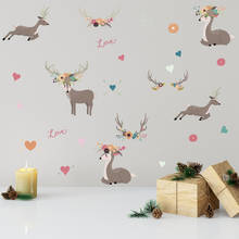 Funlife-pegatina de pared de alce de Navidad, decoración nórdica para dormitorio, papel de pared para habitación, decoración del hogar 2024 - compra barato