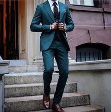 Traje Formal de negocios para hombre, Blazer y pantalón de corte entallado para boda, color verde oscuro, 3 piezas, nuevo diseño 2024 - compra barato