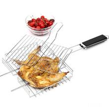 Stainless Steel Rectangle BBQ Grill Outdoor Travel Camp Barbecue Net Rack with Handle Kitchen Supplies 2024 - buy cheap