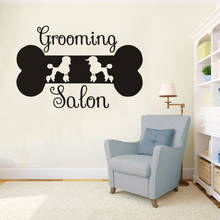 Pets Grooming Salon Sign Wall Decal Teddy Poodle Dog Grooming Wall Sticker Pet Store Decoration Bone Shape Vinyl Mural 2024 - buy cheap