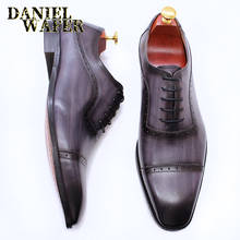 Элегантные мужские оксфорды; Обувь с перфорацией типа «броги» из натуральной кожи; Цвет черный, коричневый; Классические туфли с закрытым носком на шнуровке; Официальная обувь; Свадебные Мужские модельные туфли для офиса 2024 - купить недорого