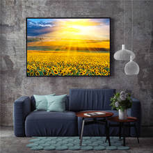 Póster de paisaje con estampado de girasol, cuadros de pared de decoración rústica para el hogar, pintura de lienzo de girasol para sala de estar, Decoración de cocina 2024 - compra barato