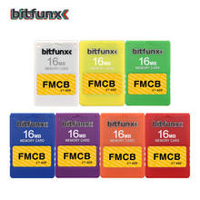 Bitfunx cartão de memória 16mb, cartão de vídeo game para playstation 2 sony ps2 versão mais recente fmcb 1.966 cores branco e vermelho 2024 - compre barato