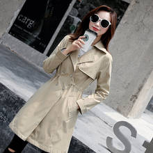 Trench Coat Chic Women's 2020 Spring Autumn Long section Korean New Slim Waist Drawstring Windbreaker Female Coat Outerwear 2024 - buy cheap