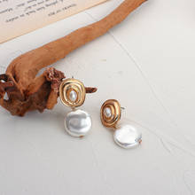 AMORCOME-pendientes de perlas irregulares para mujer, abalorios de perlas de imitación barrocas, pendientes de Metal con estilo, joyería 2024 - compra barato