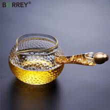 BORREY Hammer Pattern Glass Teapot Hand Made Flow Gold Handle Heat-resistant Glass Tea Kettle Coffee Mug Pot Puer Kung Fu Teapot 2024 - купить недорого