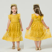 Кружевное платье-пачка принцессы с цветочным рисунком для маленьких девочек, детское ажурное платье на свадьбу, крестины, вечерние платья для детей 2024 - купить недорого