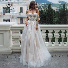 Романтическое кружевное свадебное платье, 2021, с аппликациями в стиле бохо, трапециевидного силуэта, SwanSarah GY04, индивидуальный заказ 2024 - купить недорого