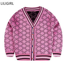 LILIGIRL/Хлопковые свитера для маленьких девочек; куртка с длинными рукавами; вязаный кардиган; теплое пальто для маленьких детей; верхняя одежда 2024 - купить недорого
