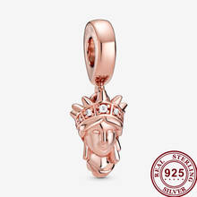 Pingente prata esterlina 2020, em ouro rosé, estátua da liberdade, compatível com pandora, pulseira & colar feminino, jóias diy, novo, 925 2024 - compre barato