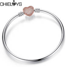 CHIELOYS Heart Bracelets Fit Original Brand Bracelet for Women Charms Crystal Zircon Base Chain Snake Girl Bangle Jewelry Making 2024 - buy cheap