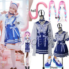 Anime VTuber Hololive Minato Aqua SJ School Uniform Dress Cute Suit Any Size Cosplay Costume Women Halloween Wigs shoes tail 2024 - buy cheap