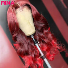 Rina Wig Ombre Color Lace Front Wig Pre Plucked Wave Human Hair Wig Transparent Lace 30inch Brazilian Remy Hair For Black Women 2024 - buy cheap