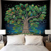 World Tree Tapestry Wall Hanging Boho Decor Wall Cloth Tapestries Psychedelic Hippie Night Moon Tapestry Mandala Wall Carpet 2024 - buy cheap