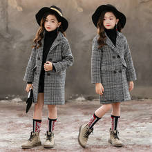 Girls Coat Fashion Plaid Wool Coat For Girls Double-Breasted Kids Outerwear Autumn Thick Winter Clothes For Girls 6 8 10 12 14 2024 - buy cheap