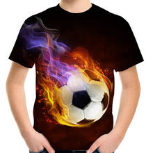 Camiseta de fútbol para niños y niñas de 4 a 13 años, camisetas divertidas de fútbol con fuego de hielo, ropa de bebé, Tops geniales de verano 2024 - compra barato