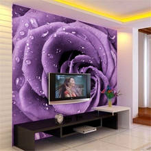 Wellyu papel de parede personalizado murais grandes, decoração com estilo para casa, lindo papel de parede roxo grande rosa para plano de fundo de tv 2024 - compre barato