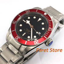 41 мм Corgeut мужские часы черный циферблат красный ободок сапфировое стекло браслет автоматические наручные часы мужские 2024 - купить недорого