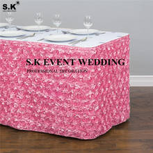Rectangular Tablecloth Skirting  Satin Rosette Table Skirt For Banquet Wedding Party Event Decoration 2024 - buy cheap
