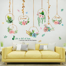 Pegatinas de pared de flores suculentas, Material de PVC, colgantes de plantas, calcomanías de pared para casa, sala de estar, decoración del dormitorio 2024 - compra barato