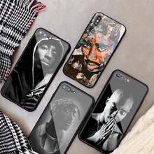 Capa de vidro temperado 2pac tupac amaru shakur diy para iphone 11 12 pro xr x xs max 8 7 6 5 plus proteção traseira do telefone 2024 - compre barato