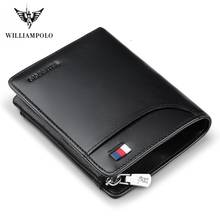 WILLIAMPOLO short Wallet men slim Credit Card Holder Genuine Leather Zipper Multi Card Case Slots Cowhide Leather Wallet 2024 - buy cheap