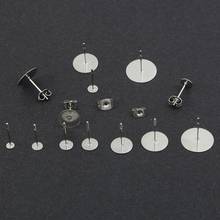 200 peças pinos base de brinco liso para jóias diy cameo cabochão de aço inoxidável 3 4 5 6 8 10 12mm 2024 - compre barato