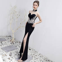 Qipao-vestido de noche de estilo Oriental para mujer, vestido largo Sexy de estilo chino, con escote en V profundo, Estilo Vintage, fiesta, Qi Pao 2024 - compra barato