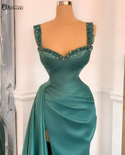 Abendkleider 2021 Green Muslim Evening Dress Mermaid Sweetheart Crystal Satin Slit Arabic Dubai Sexy Formal Prom Dresses Long 2024 - buy cheap