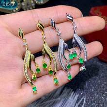 exquisite noble green emerald gemstone stud earrings women silver fine jewelry natural gem beautiful golden color birthday gift 2024 - buy cheap