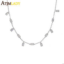 2021 New Arrived Sparking Bling Baguette Stone Drop Cubic Zirconia Cz Station Statement Link Chain Short Fashion Choker Necklace 2024 - buy cheap