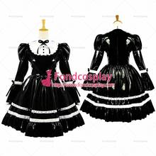 fondcosplay adult sexy cross dressing sissy maid short gothic Lolita Black thin Pvc Dress Lockable Uniform Custom-made[G615] 2024 - buy cheap