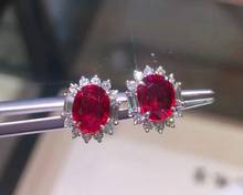 exquisite red ruby gemstone stud earrings for women silver ornament girl birthday party anniversary  gift natural gem free ship 2024 - buy cheap