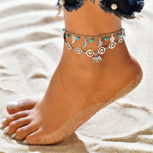 VAGZEB Vintage Multiple Layers Anklets For Women Retro Elephant Leaves Bead Pendant Foot Jewelry Barefoot Sandals Ankle Bracelet 2024 - buy cheap