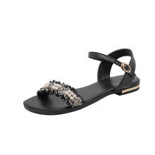 2020 high quality summer women sandals flat with buckle fashion ladies shoes black and white color size 34-46 2024 - buy cheap