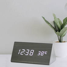 Digital Alarm Clock  Desktop Wood LED Clocks Glow in The Dark Sound Control Electronic Display Thermometer Home Decor Gift 2024 - buy cheap