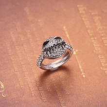 Рождественское кольцо для Хэллоуина с кристаллами Jack Skull, серебряное кольцо для мужчин, Черный Кошмар, вечерние, свадебные, Женские Ювелирные изделия, креативный подарок, кольца 2024 - купить недорого