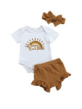 0-18M Summer Cute Baby Girls Clothes Sets Sunshine Letter Printed Short Sleeve Romper Shorts Headband 3pcs 2024 - buy cheap