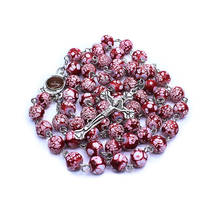 Rosário religioso católico de cruz, colar com miçangas de cerâmica, imitação de rosário, presente de joia artesanal 2024 - compre barato