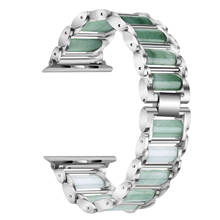 Pulseira de jade joias + pulseira de metal, compatível com apple watch 6 5 4 se 44mm 40mm, pulseira de substituição para iwatch 3 2 1 42mm 38mm 2024 - compre barato