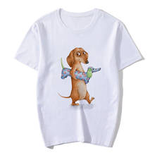 Summer New Fashion T-shirt Dachshund Funny T Shirt Women Harajuku Cute Dog and Cat Graphic Tee Girls Cotton Short SleeveTops 2024 - buy cheap