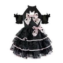 Japanese Harajuku Gothic Women Fashion Bow Hollow Out Temperament Lolita Cake Dresses Summer Sweet Kawaii Dress 2024 - buy cheap