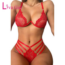 Liva-conjunto de lingerie feminina, calcinha de renda crisscross, sutiã triângulo sexy com renda, roupa de baixo para mulheres 2024 - compre barato