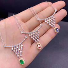 New product on the market Natural emerald ruby  Sapphire Necklace 925 pure silver high-end color treasure 2024 - buy cheap