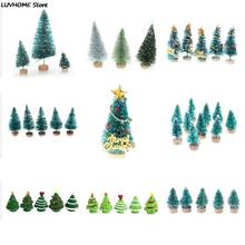 Pequeño árbol de Navidad DIY, pino falso, Mini cepillo de botella de Sisal, árbol de Navidad, Santa, nieve, escarcha, casa de pueblo, 1-12 Uds. 2024 - compra barato